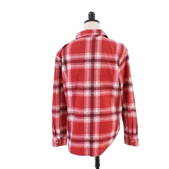 Lee Riders Red Plaid Large Flannel Collared Button Front Shirt - Picture 6 of 9